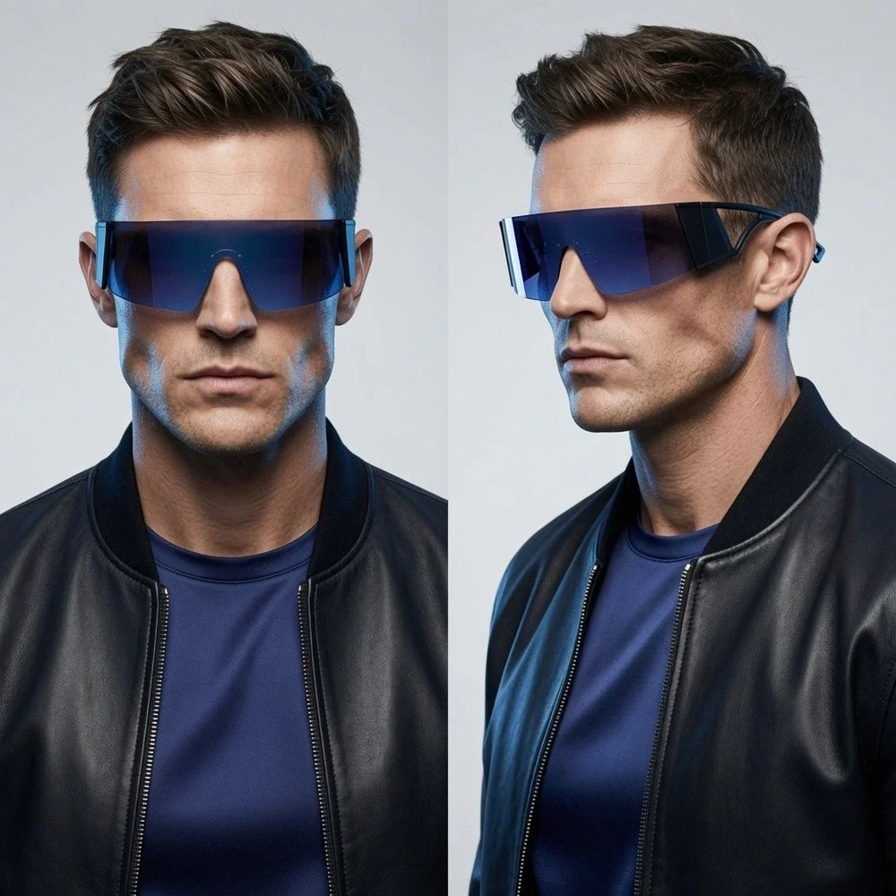 blue Gradient‎ Lens  safety Men Sunglasses Eyewear style oversized shield frames